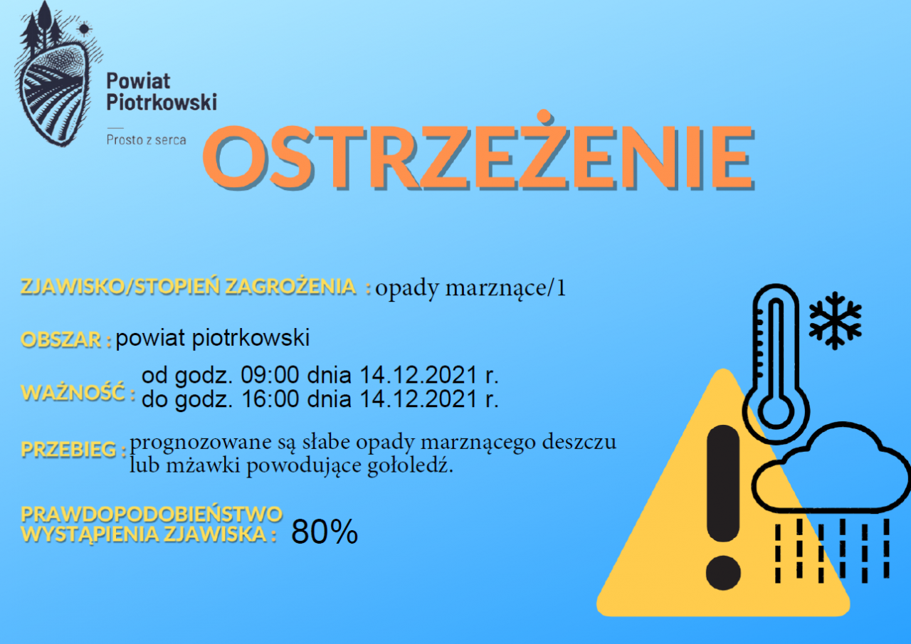 Informacja o marznących opadach