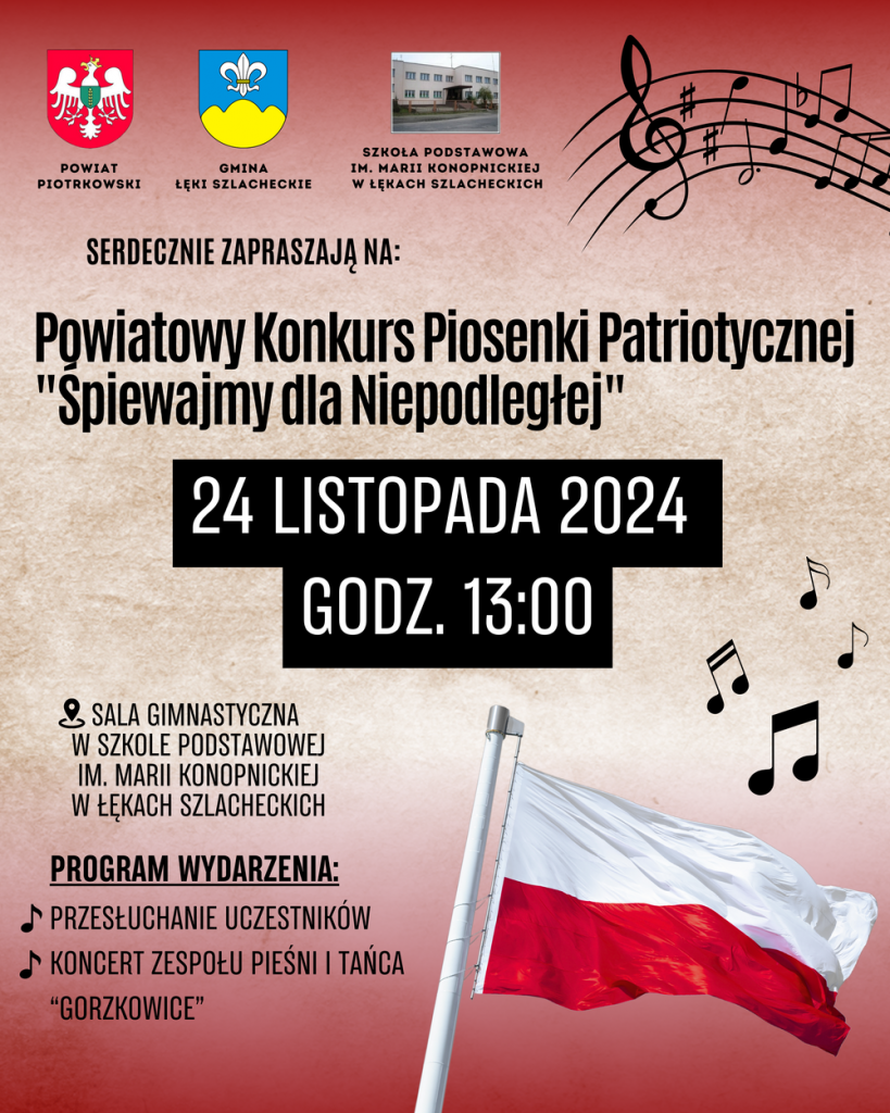 Plakat z biało czerwoną flagą, treści są zawarte w artykule poniżej
