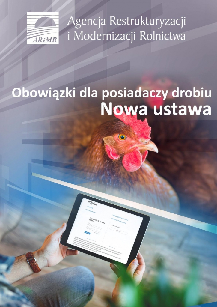 Grafika przedstawiająca kurę.Agencja Restrukturyzacji i modernizacji rolnictwa. Obowiązki dla posiadaczy drobiu. Nowa ustawa.