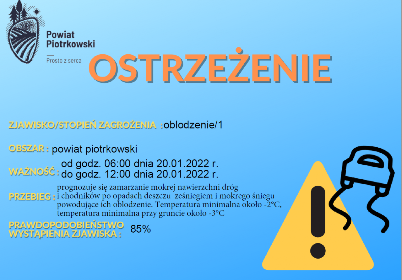 Informacja o śliskich drogach i chodnikach