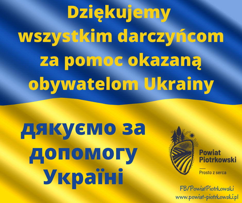 Dziękujemy wszystkim darczyńcom za okazaną pomoc obywatelom Ukrainy