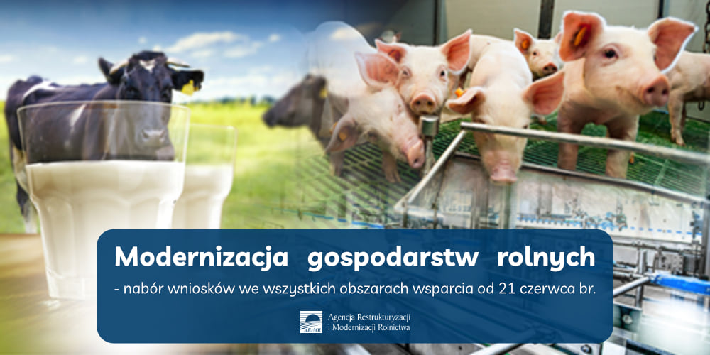 Infografika z tytułem Modernizacja Gospodarstw Rolnych opracowana przez ARMiR