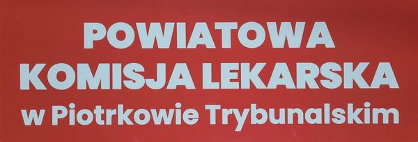 Grafika przedstawia napis Powiatowa Komisja Lekarska w Piotrkowie Trybunalskim