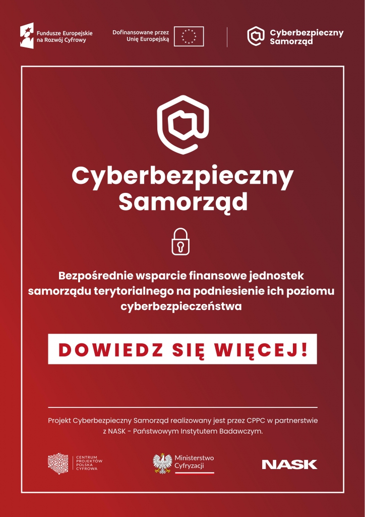 Bordowy plakat z nazwą projektu podaną w tekście poniżej