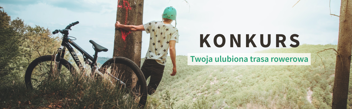Grafika przygotowana przez organizatora przedstawiająca rowerzystę i rower