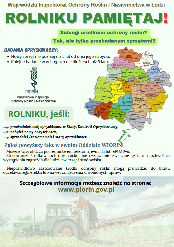 Plakat opracowany przez organizatora badań opryskiwaczy, treść plakatu znajduje się w artykule