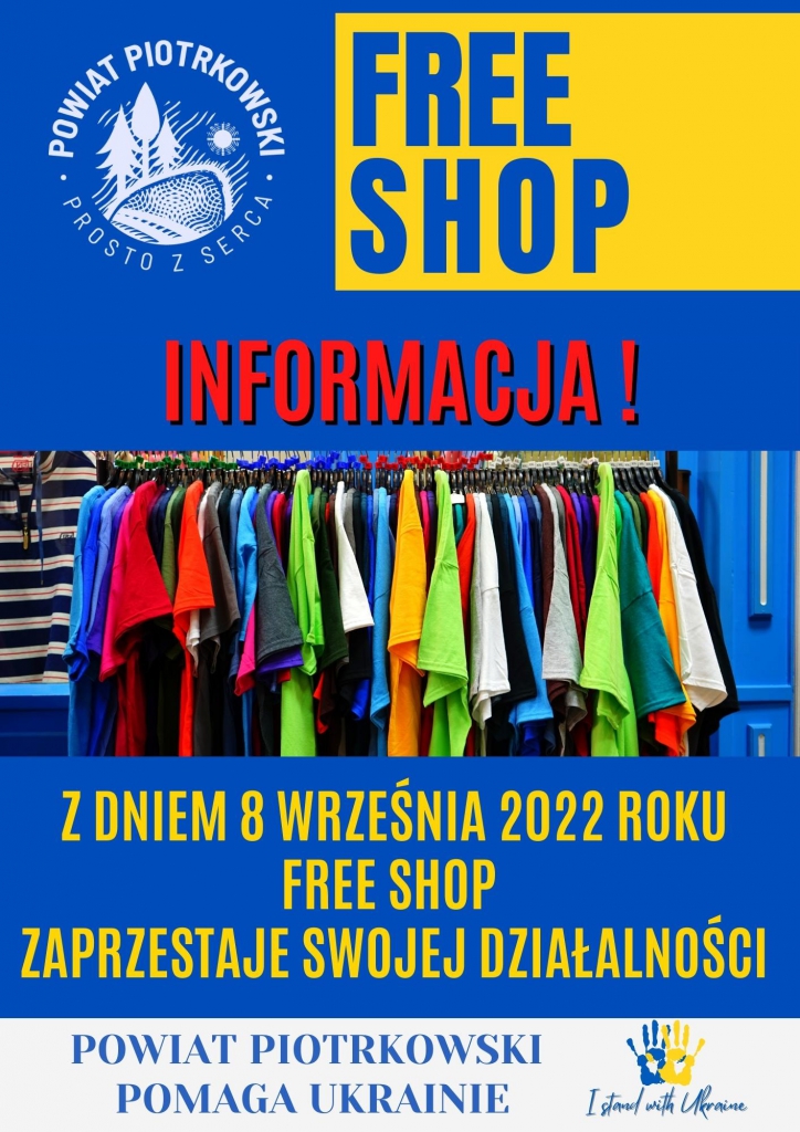  Informacja ! Z&nbsp;dniem 8&nbsp;września 2022 roku free shop zaprzestaje swojej działalności. 